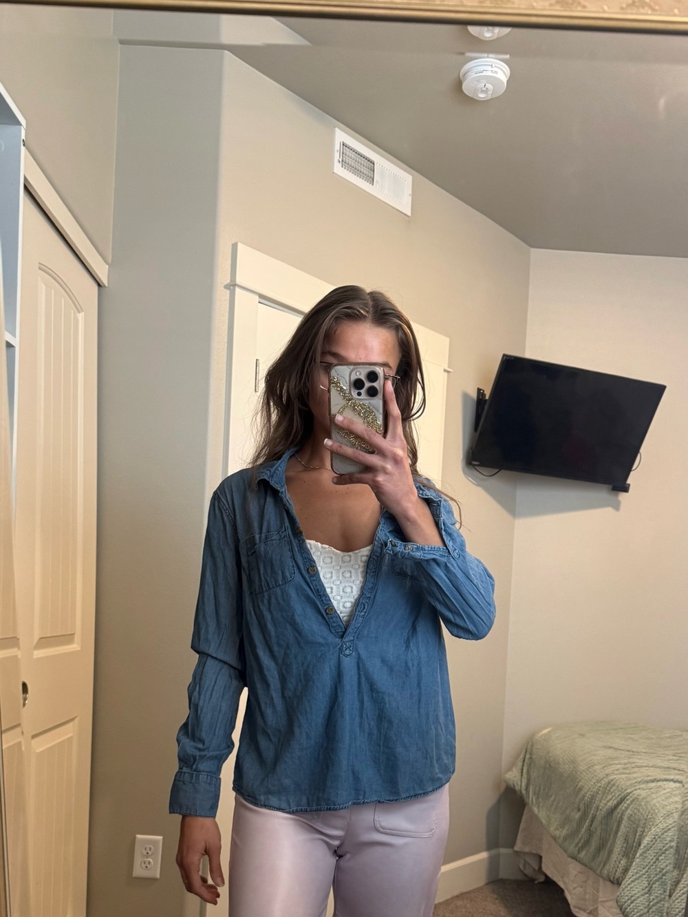Cavalini Denim-Blue Button Front Women's Shirt